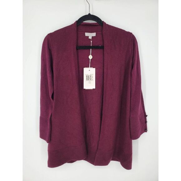 Evolution By Cyrus Sweater NWT Womens Open Cardigan Ancho Chile Burgundy Medium - Picture 1 of 7